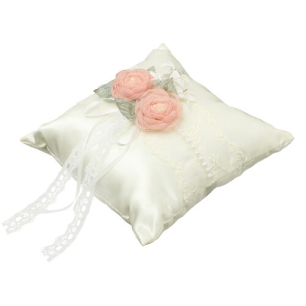 4 Pieces White Flower Pillow for Wedding